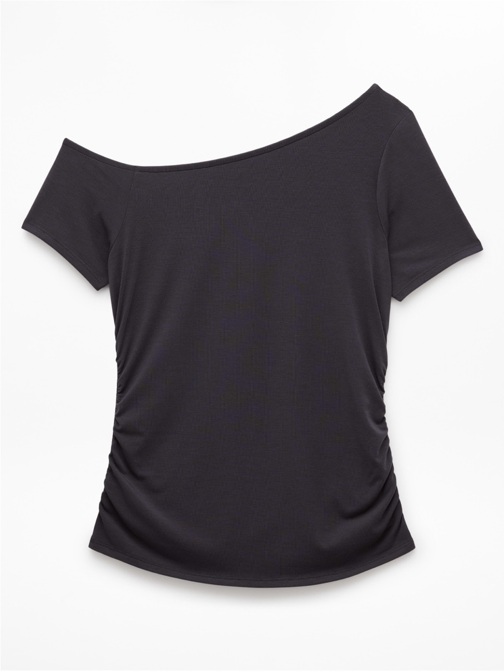 Athleta Move With Ease One Shoulder Tee Off-Shoulder Short Sleeve Top — Black
